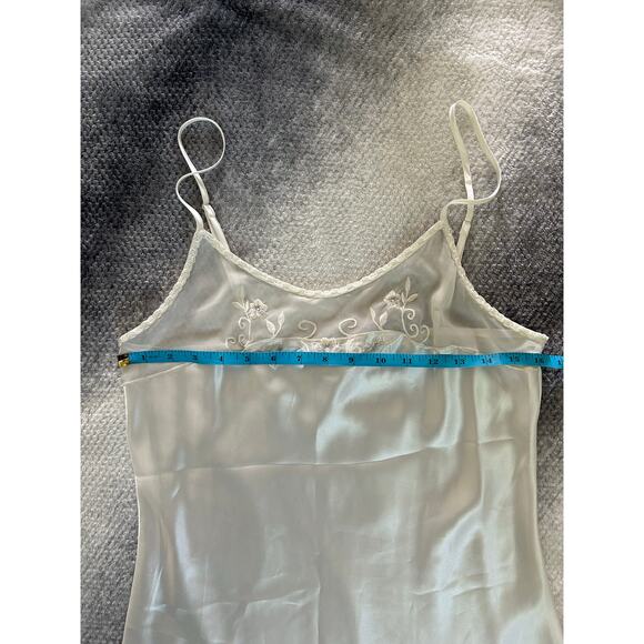 Vintage Intimo Amore Nightgown Sexy Satin Like Lace White Slip 90s Size Medium - Picture 8 of 11
